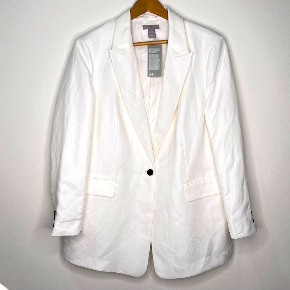H&M Oversized Linen-blend Jacket Size L  NWT